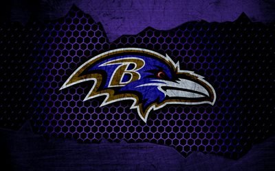Baltimore Ravens, 4k, logo, NFL, american football, AFC, USA, grunge, metal texture, North Division