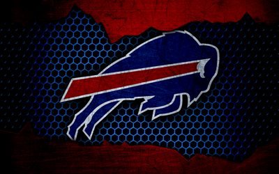 Buffalo Bills, 4k, logo, NFL, american football, AFC, USA, grunge, metal texture, East Division