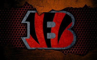Cincinnati Bengals, 4k, logo, NFL, american football, AFC, USA, grunge, metal texture, North Division