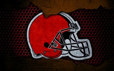 Cleveland Browns, 4k, logo, NFL, american football, AFC, USA, grunge, metal texture, North Division