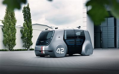 Volkswagen Sedric, 2017, 4k, unmanned vehicle, concept, new cars, German cars, Volkswagen