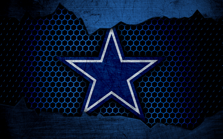 Des Cowboys de Dallas, 4k, le logo de la NFL, le football am&#233;ricain, le NFC, etats-unis, le grunge, le m&#233;tal de la texture, de la Division Est