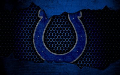 Indianapolis Colts, 4k, logo, NFL, american football, AFC, USA, grunge, metal texture, South Division