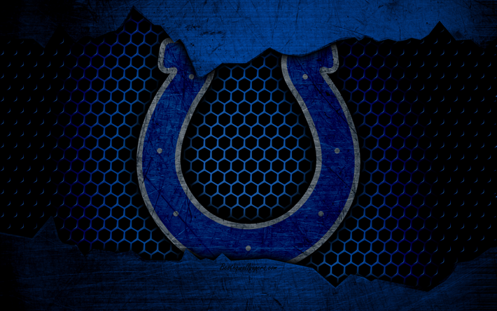 Indianapolis Colts, 4k, le logo de la NFL, le football am&#233;ricain, AFC, etats-unis, grunge, m&#233;tal, texture, Division du Sud