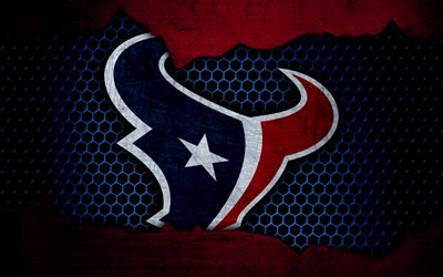 Houston Texans, 4k, logo, NFL, american football, AFC, USA, grunge, metal texture, South Division