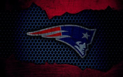 New England Patriots, 4k, logo, NFL, american football, AFC, USA, grunge, metal texture, East Division
