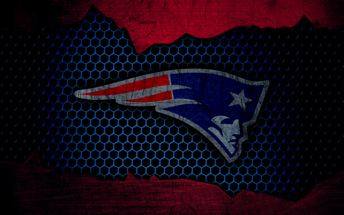 New England Patriots, 4k, logo, NFL, american football, AFC, USA, grunge, metal texture, East Division