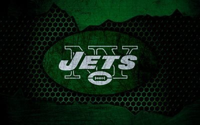New York Jets, 4k, logo, NFL, american football, AFC, USA, grunge, metal texture, East Division