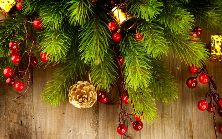 Natale, Nuovo Anno, palle, albero di Natale, decorazioni di Natale, tavole di legno