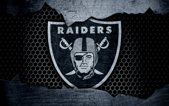 Raiders d&#39;Oakland, 4k, le logo de la NFL, le football am&#233;ricain, le NFC, etats-unis, le grunge, le m&#233;tal de la texture, de la Division Ouest