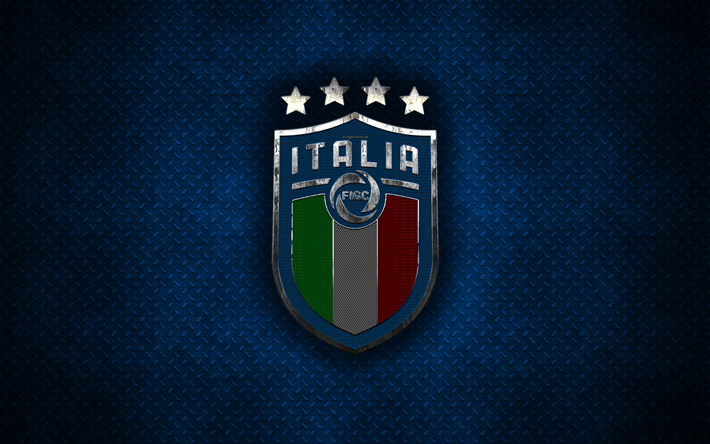 ダウンロード画像 イタリア国サッカーチーム 4k 新ロゴマーク 金属製ロゴ クリエイティブ アート 新規エンブレム 青色の金属の背景 イタリア サッカー フリー のピクチャを無料デスクトップの壁紙