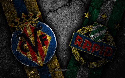 Villarreal vs Rapid Wien, la UEFA Europa League, en la Fase de grupos de la Ronda 3, creativo, Villarreal FC Rapid Wien FC, piedra negra