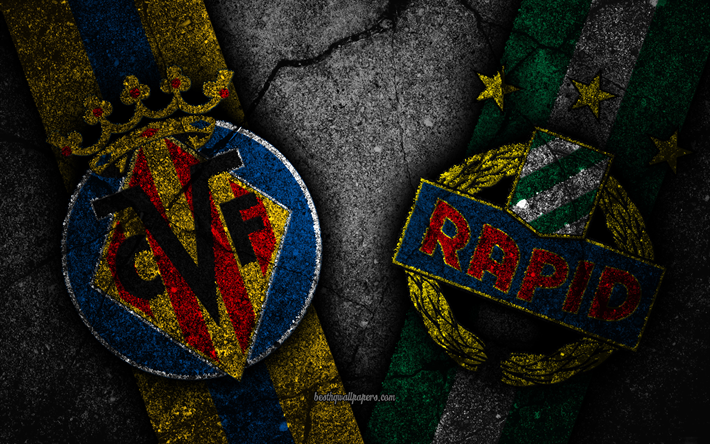 Villarreal vs Rapid Wien, la UEFA Europa League, en la Fase de grupos de la Ronda 3, creativo, Villarreal FC Rapid Wien FC, piedra negra