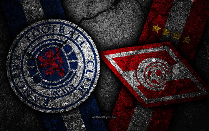 Rangers vs Spartak Moscow, UEFA Europa League, Group Stage, Round 3, creative, Rangers FC, Spartak Moscow FC, black stone