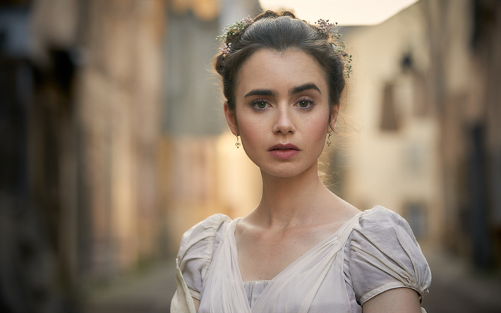 4k, Lily Collins, 2018, photoshoot, Les Miserables, movie stars, Hollywood, amertican actress, portrait, beauty