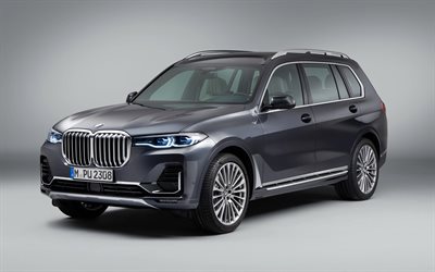 BMW X7, 2018, XDrive40i, luxury gray SUV, biggest BMW, new gray X7, German cars, BMW