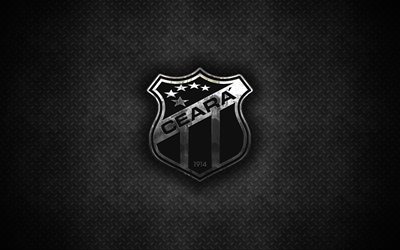 Ceara FC, Cear&#225; Sporting Club, 4k, logo in metallo, arte creativa, Brazilian football club, Serie A, emblema, nero, metallo, sfondo, Fortaleza, Ceara, Brasile, calcio