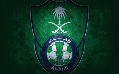 アル・アハリ・サウジFC, サウジアラビアのサッカーチーム, 緑の背景, アル・アハリ・サウジFCのロゴ, グランジアート, サウジプロリーグ, ジッダ, フットボール。, サウジアラビア, アル・アハリ・サウジFCエンブレム
