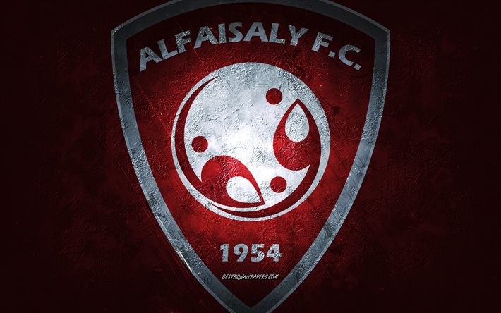 Al Faisaly FC, &#233;quipe de football d&#39;Arabie saoudite, fond rouge, logo Al Faisaly FC, art grunge, Saudi Pro League, Harmah, football, Arabie saoudite, embl&#232;me Al Faisaly FC