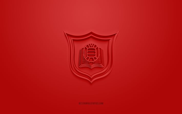 Al Hala SC, yaratıcı 3D logo, kırmızı arka plan, Bahreyn Premier Ligi, 3d amblem, QSL, Bahreyn Futbol Kul&#252;b&#252;, Muharrak, Bahreyn, 3d sanat, futbol, Al Hala SC 3d logo