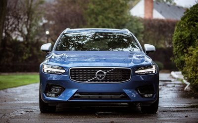 4k, Volvo V90, 2018 voitures, wagons, vue de face, de nouveaux V90, T6, Volvo