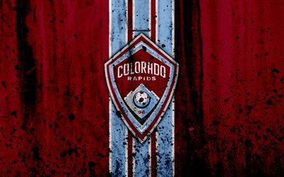 4k, FC Colorado Rapids, grunge, MLS, futebol, Confer&#234;ncia Oeste, clube de futebol, EUA, Colorado Rapids, logo, textura de pedra, Colorado Rapids FC