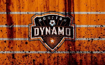 4k, FC Houston Dynamo, grunge, MLS, futebol, Confer&#234;ncia Oeste, clube de futebol, EUA, Houston Dynamo, logo, textura de pedra, Houston Dynamo FC