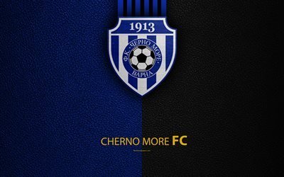 FC Cherno More, 4k, logo, Lev futebol clube, Varna, Bulg&#225;ria, futebol, textura de couro, Parva Liga, Bulg&#225;ria Campeonato De Futebol