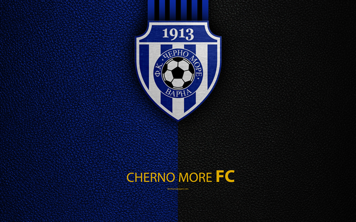 FC Cherno More, 4k, logo, Bulgar Futbol Kul&#252;b&#252;, Varna, Bulgaristan, futbol, deri dokusu, Parva UEFA, Bulgaristan Futbol Şampiyonası