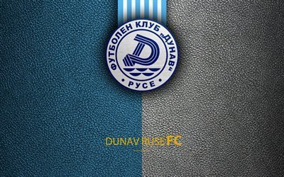 FC Dunav Ruse, 4k, logotipo, b&#250;lgaro Club de F&#250;tbol, Ruse, Bulgaria, de f&#250;tbol, de textura de cuero, Parva de la Liga, el Campeonato de F&#250;tbol de Bulgaria