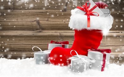 Christmas, New Year, Santa sock, gifts, christmas decorations, xmas