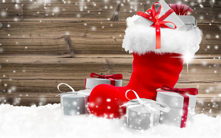 weihnachten, neujahr, santa, socke, geschenke, weihnachtsschmuck