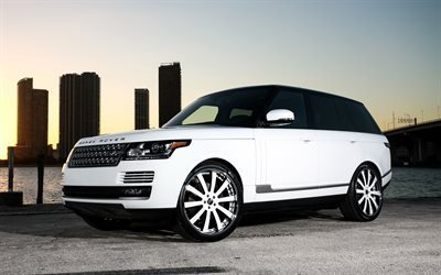 Range Rover Vogue, Land Rover, llantas Forgiato, la optimizaci&#243;n, el SUV de lujo, llantas de perfil bajo, blanco Vogue