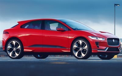 Jaguar I-PACE, 4k, 2018 voitures, v&#233;hicules multisegments, I rouge-APCE, Jaguar
