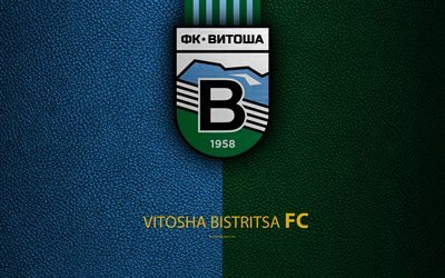 FC Vitosha Bistritsa, 4k, logo, Bulgarian football club, Bistritsa, Sofia, football, leather texture, Parva Liga, Bulgaria Football Championship