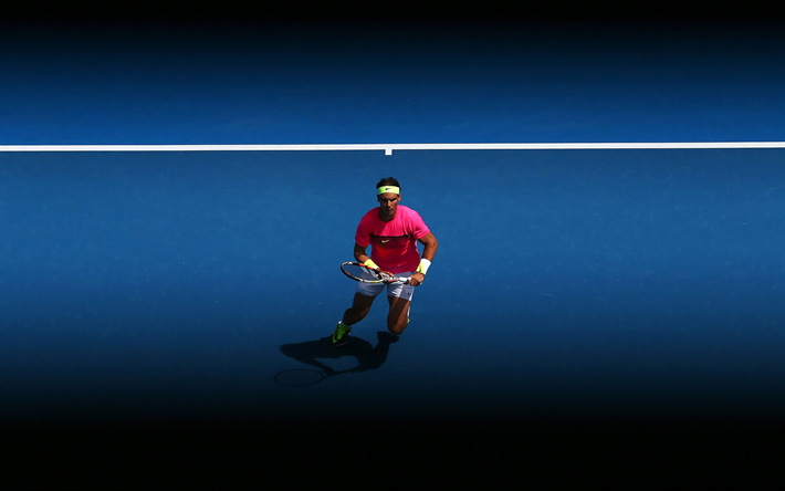 Rafael Nadal, 4k, tennis court, spanish tennis player, tennis, ATP