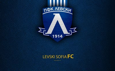 FC Levski Sofia, 4k, logo, Bulgarian football club, Sofia, Bulgaria, football, leather texture, Parva Liga, Bulgaria Football Championship
