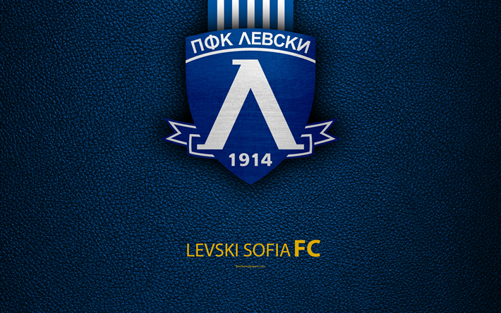 FC Levski Sofia, 4k, logo, Bulgarian football club, Sofia, Bulgaria, football, leather texture, Parva Liga, Bulgaria Football Championship
