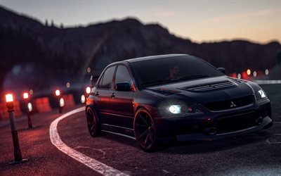 4k, Need For Speed Payback, Mitsubishi Lancer, 2017 games, road, autosimulator, NFS
