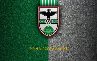 FC Pirin Blagoevgrad, 4k, logo, Bulgarian football club, Blagoevgrad, Bulgaria, football, leather texture, Parva Liga, Bulgaria Football Championship