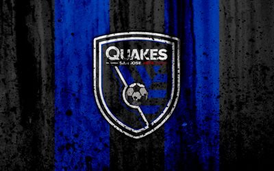 4k, FC San Jose Earthquakes, el grunge, el MLS, f&#250;tbol de la Conferencia Oeste, club de f&#250;tbol de estados UNIDOS, San Jose Earthquakes, el logotipo, la piedra, la textura, el San Jose Earthquakes FC