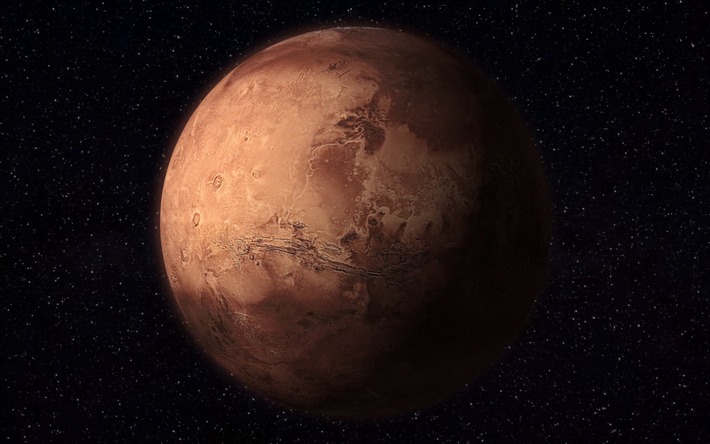 Marte, planeta, sistema solar, espa&#231;o aberto, c&#233;u estrelado, planeta vermelho