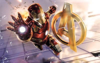 Iron Man, 4k, el arte, los superh&#233;roes, Los Vengadores