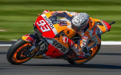 Marc Marquez, chemin de c&#226;bles, 4k, motos sportives, MotoGP, Repsol Honda Team, moto racer