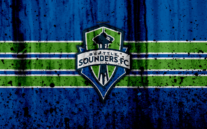 4k, FCシアトルSounders, グランジ, MLS, サッカー, 洋会議, サッカークラブ, 米国, シアトルSounders, ロゴ, 石質感, シアトルSounders FC