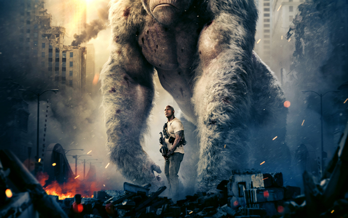 Rampage, 2018, 4k, Dwayne Johnson, Action, Adventure, poster, new movies