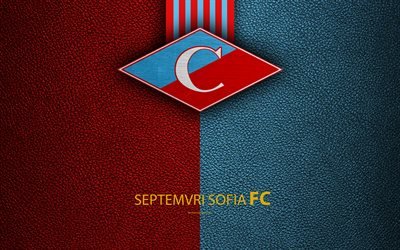 FC Septemvri Sofia, 4k, logo, Bulgarian football club, Sofia, Bulgaria, football, leather texture, Parva Liga, Bulgaria Football Championship