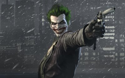 Batman Arkham Origins, supervillain, Joker, gun