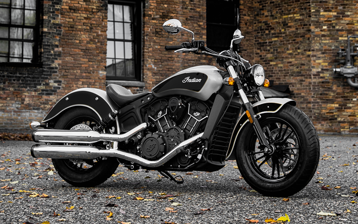 Indian Scout, 2018, Bobber, luxury motorcycle, dual chrome exhaust, black motorcycle, Indian