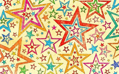 stars grunge pattern, 4k, creative, grunge backgrounds, stars patterns, background with stars